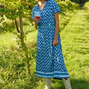 Cabana Life Blue Flutter Sleeve Maxi Dress Small Boho Resort Cover Up UPF 50+